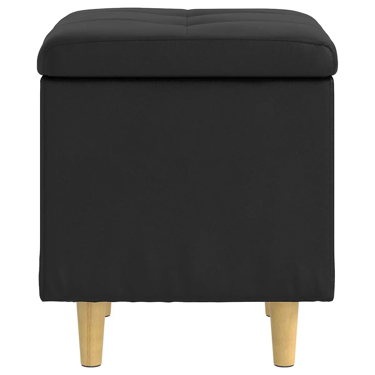 Black Tufted Storage Ottoman with Cushion for Comfort