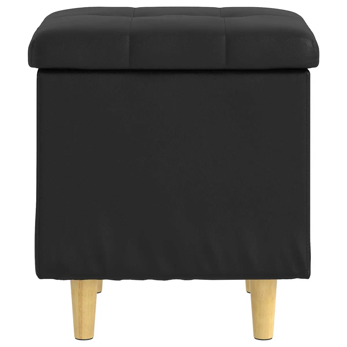 Black Tufted Storage Ottoman with Cushion for Comfort