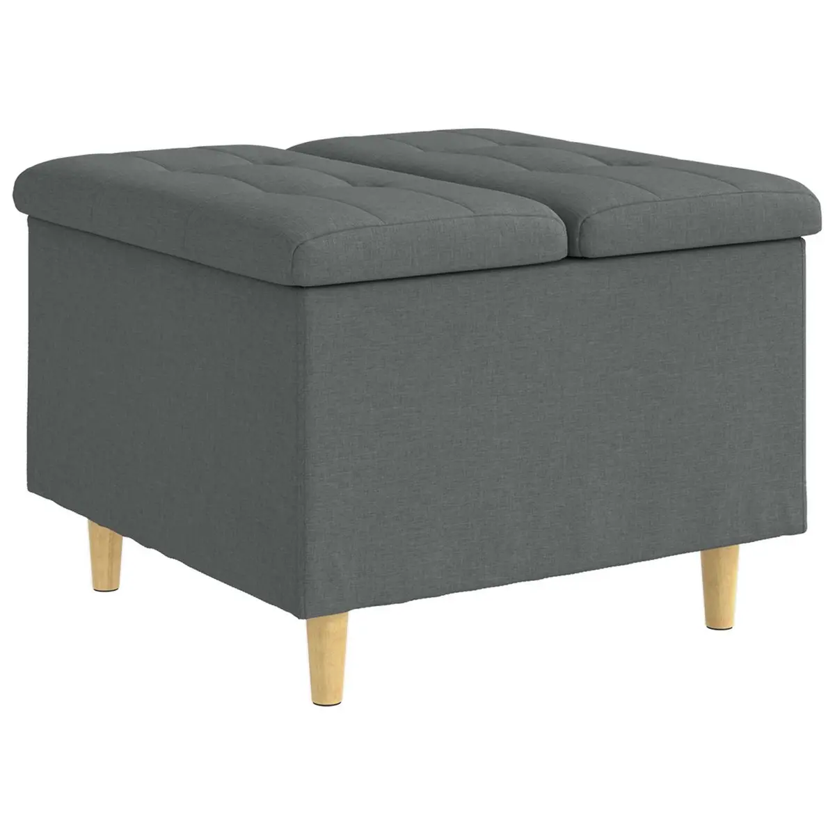 Grey Tufted Storage Ottoman with Hidden Compartment 60x60x45cm