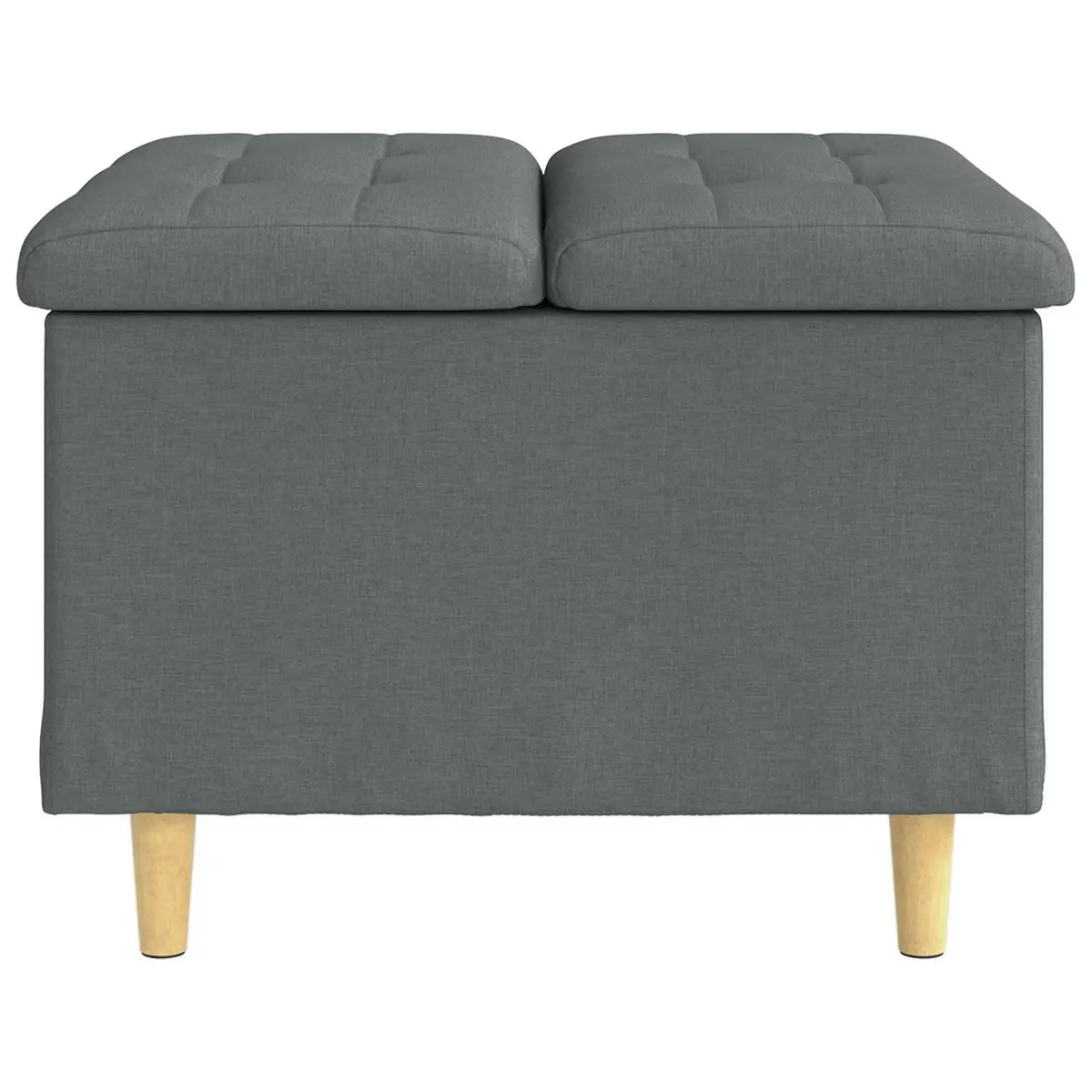 Grey Tufted Storage Ottoman with Hidden Compartment 60x60x45cm