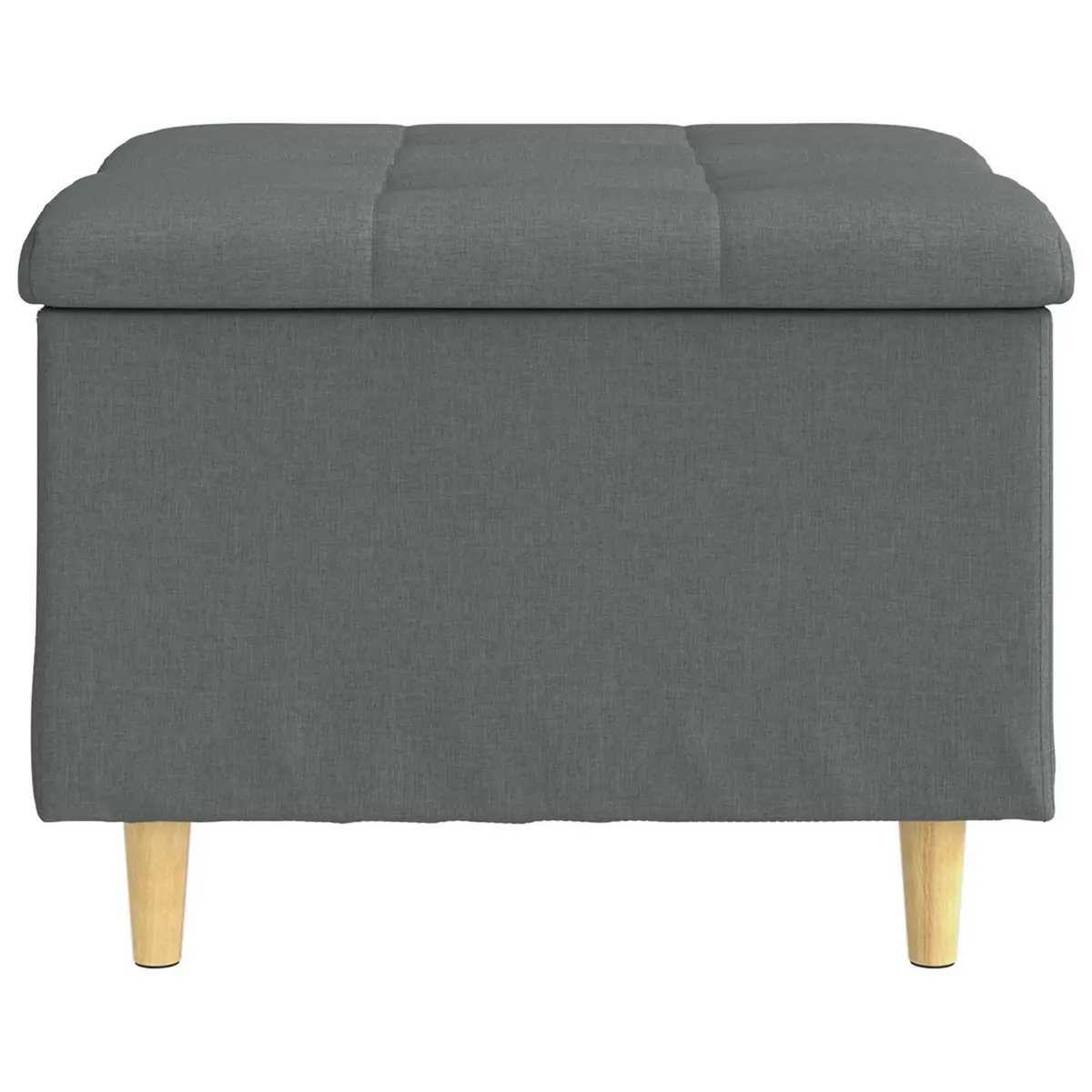 Grey Tufted Storage Ottoman with Hidden Compartment 60x60x45cm