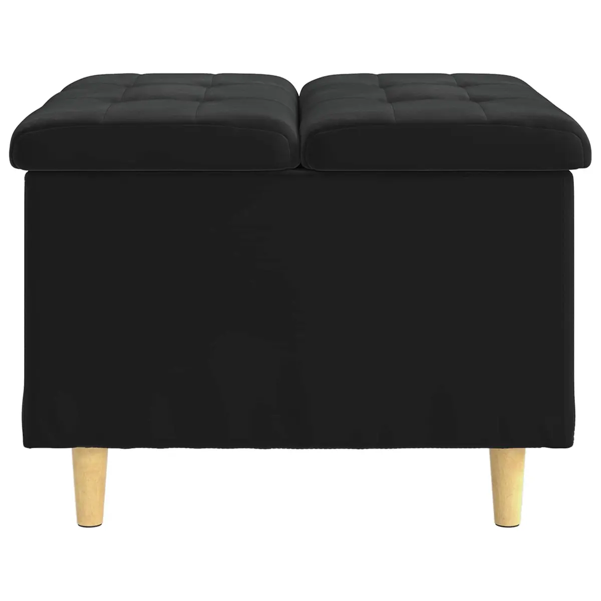 Black Velvet Storage Ottoman with Tufted Seat