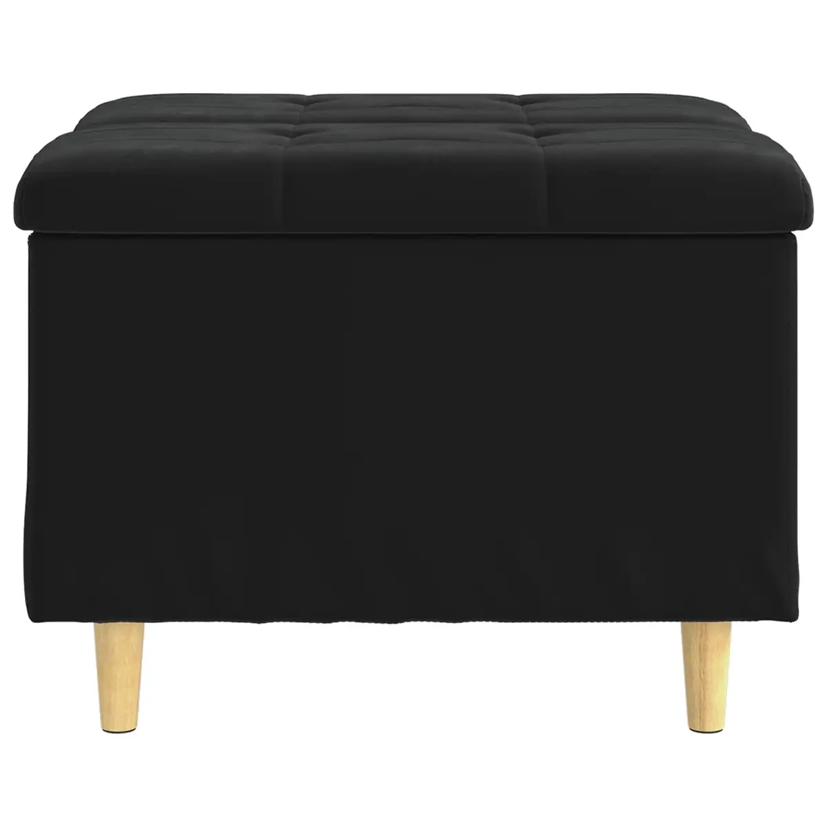 Black Velvet Storage Ottoman with Tufted Seat