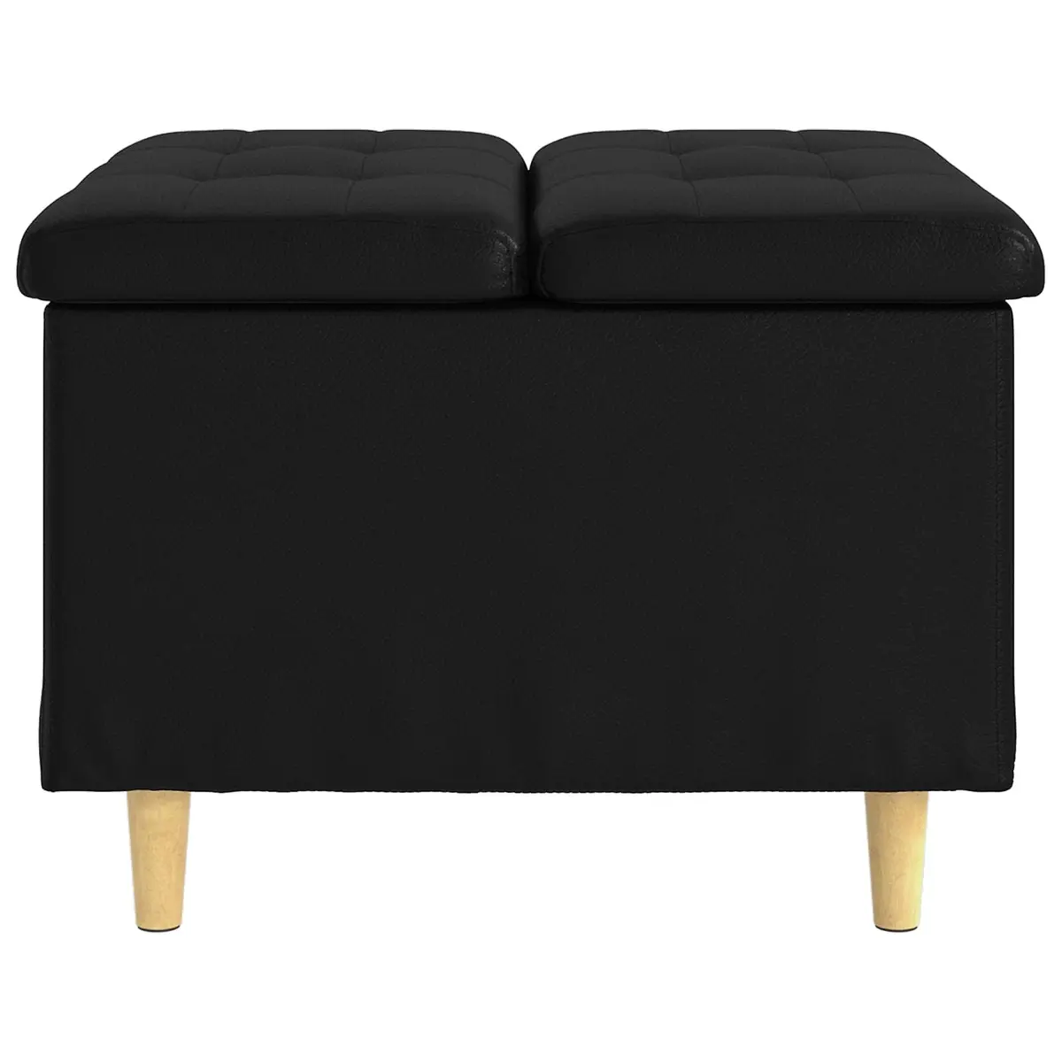Black Tufted Storage Ottoman with Hidden Compartment