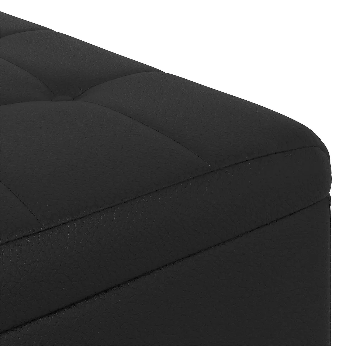 Black Tufted Storage Ottoman with Hidden Compartment