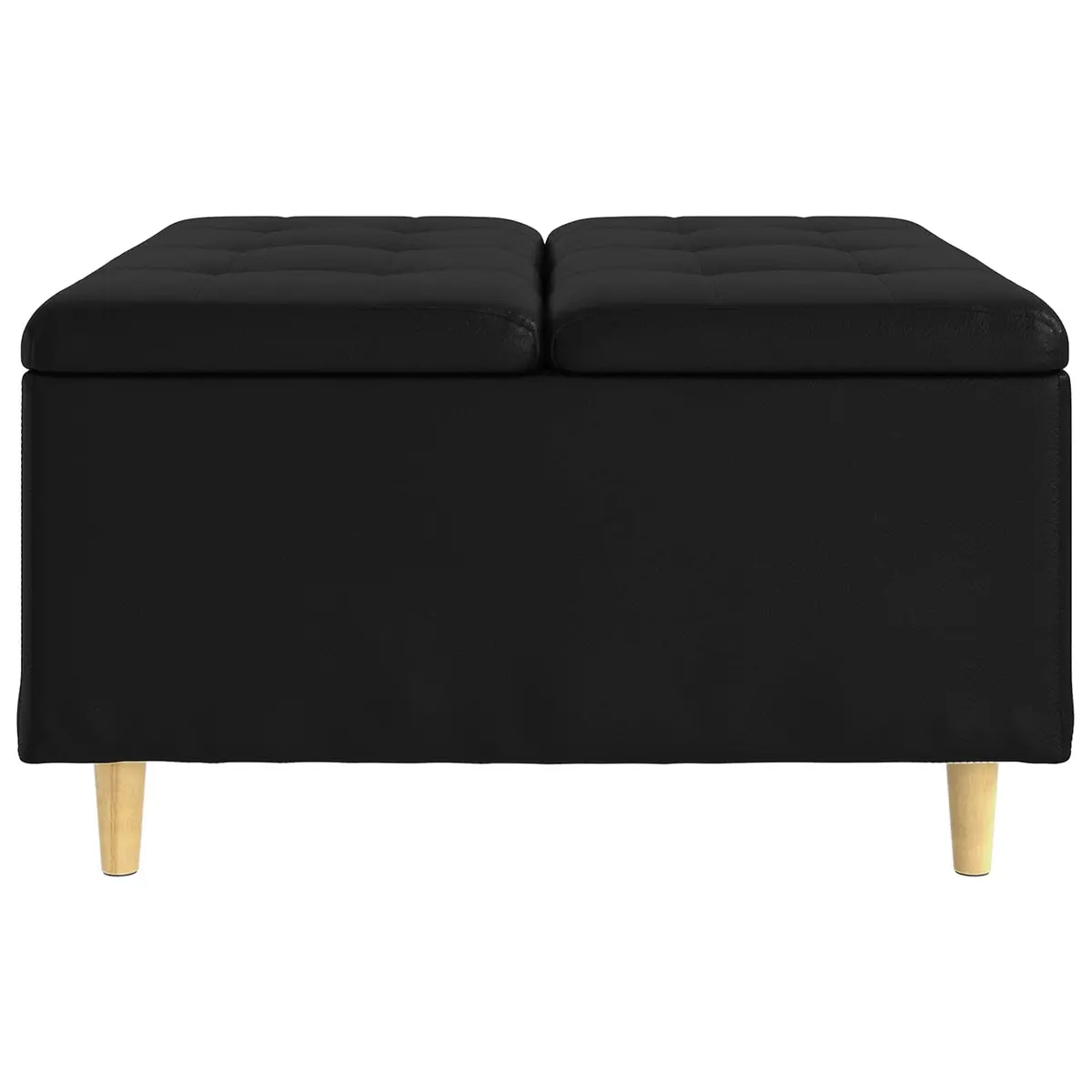 Black Tufted Storage Ottoman with Cushion