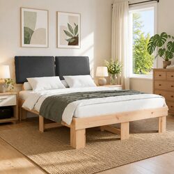 Upholstered Headboard Bed Frame in Grey 150 x 200 cm