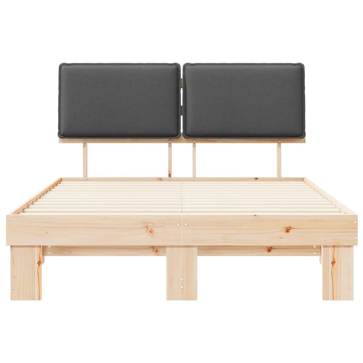 Grey Upholstered Bed Frame 135 x 190 cm