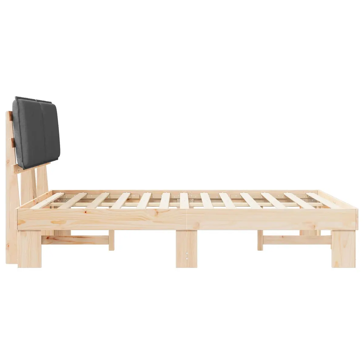 Grey Upholstered Bed Frame 135 x 190 cm