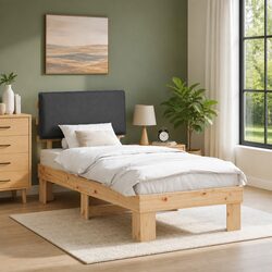 Grey Upholstered Headboard Bed Frame 90 x 190 cm