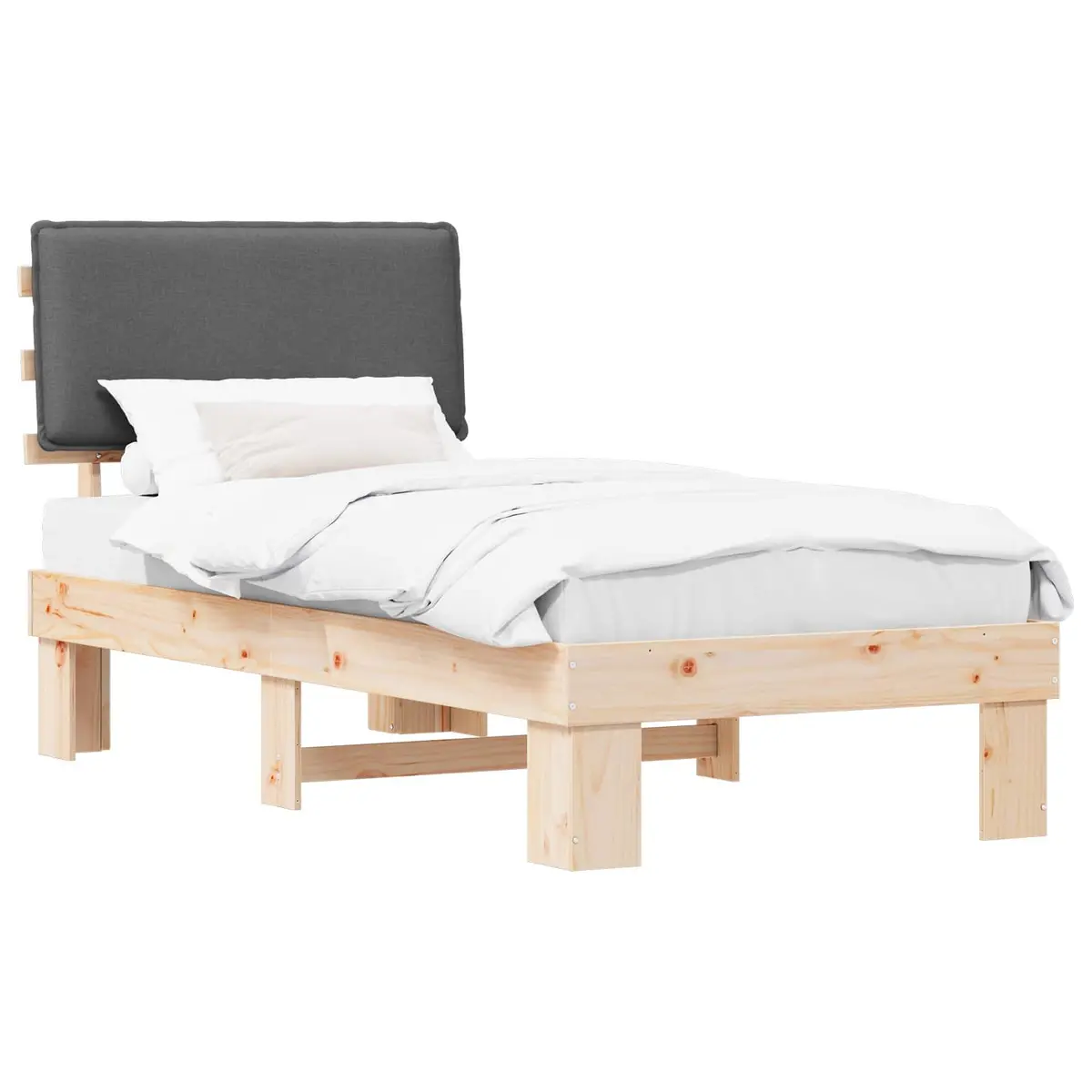 Grey Upholstered Headboard Bed Frame 90 x 190 cm