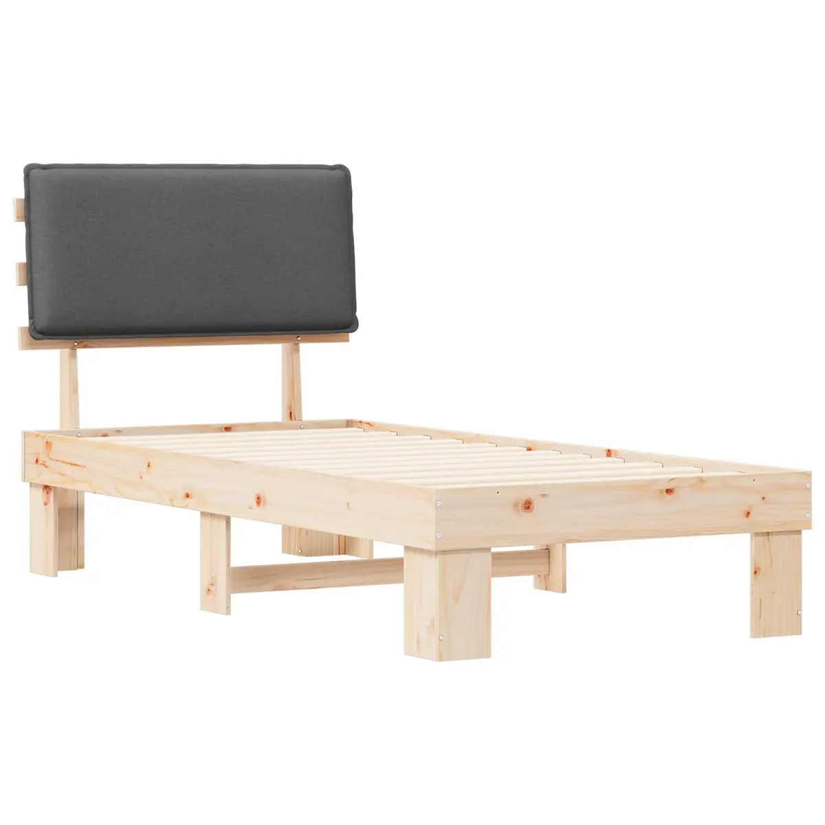 Grey Upholstered Headboard Bed Frame 90 x 190 cm