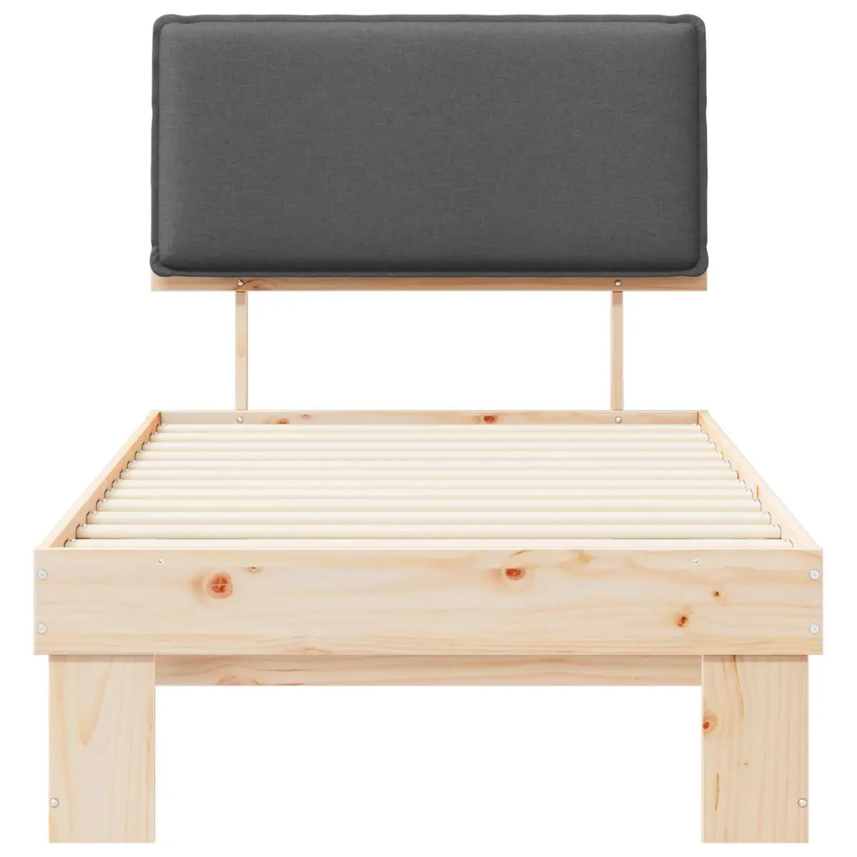 Grey Upholstered Headboard Bed Frame 90 x 190 cm