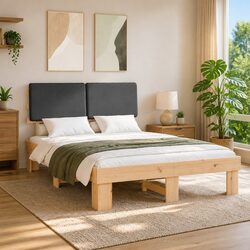 Grey Upholstered Headboard Bed Frame 150 x 200 cm