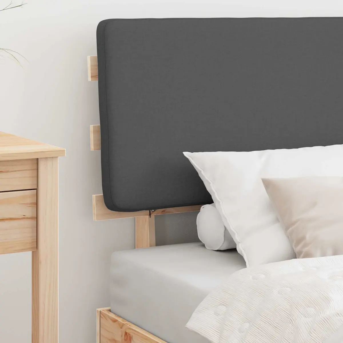 Grey Upholstered Bed Frame with Foam Headboard 90 x 190 cm
