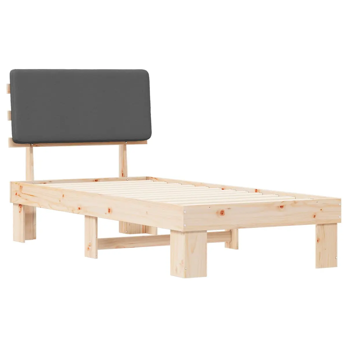 Grey Upholstered Bed Frame with Foam Headboard 90 x 190 cm