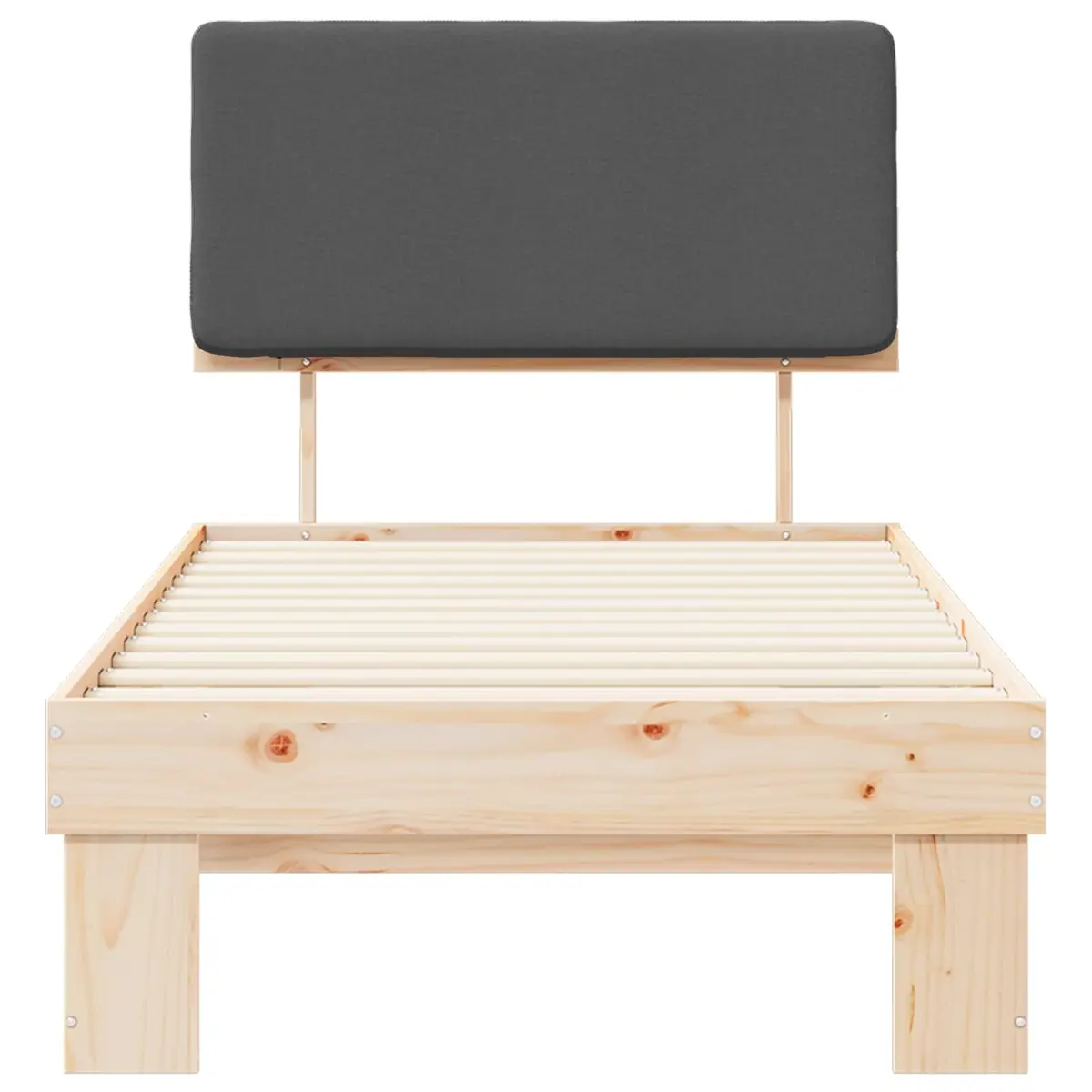 Grey Upholstered Bed Frame with Foam Headboard 90 x 190 cm