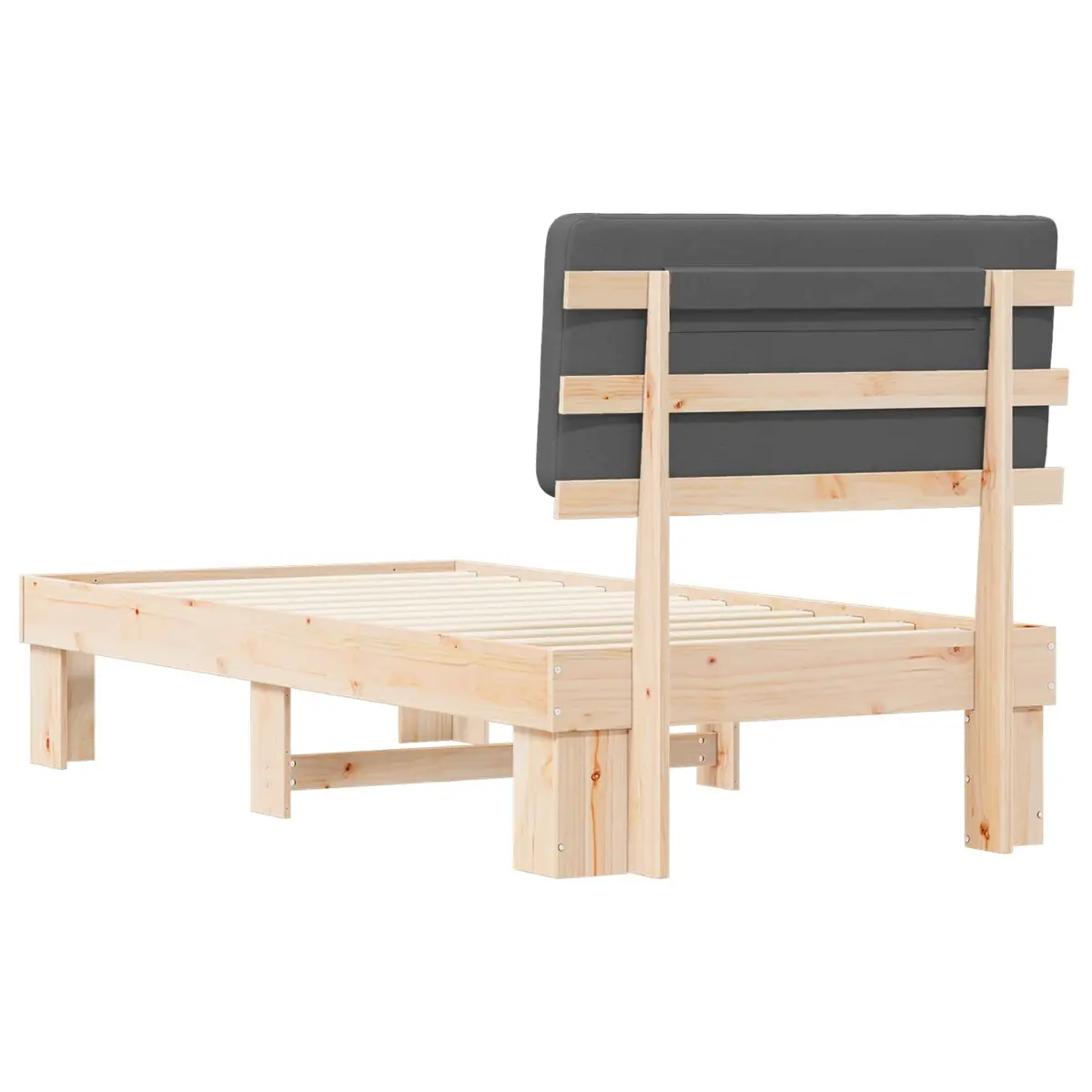 Grey Upholstered Bed Frame with Foam Headboard 90 x 190 cm