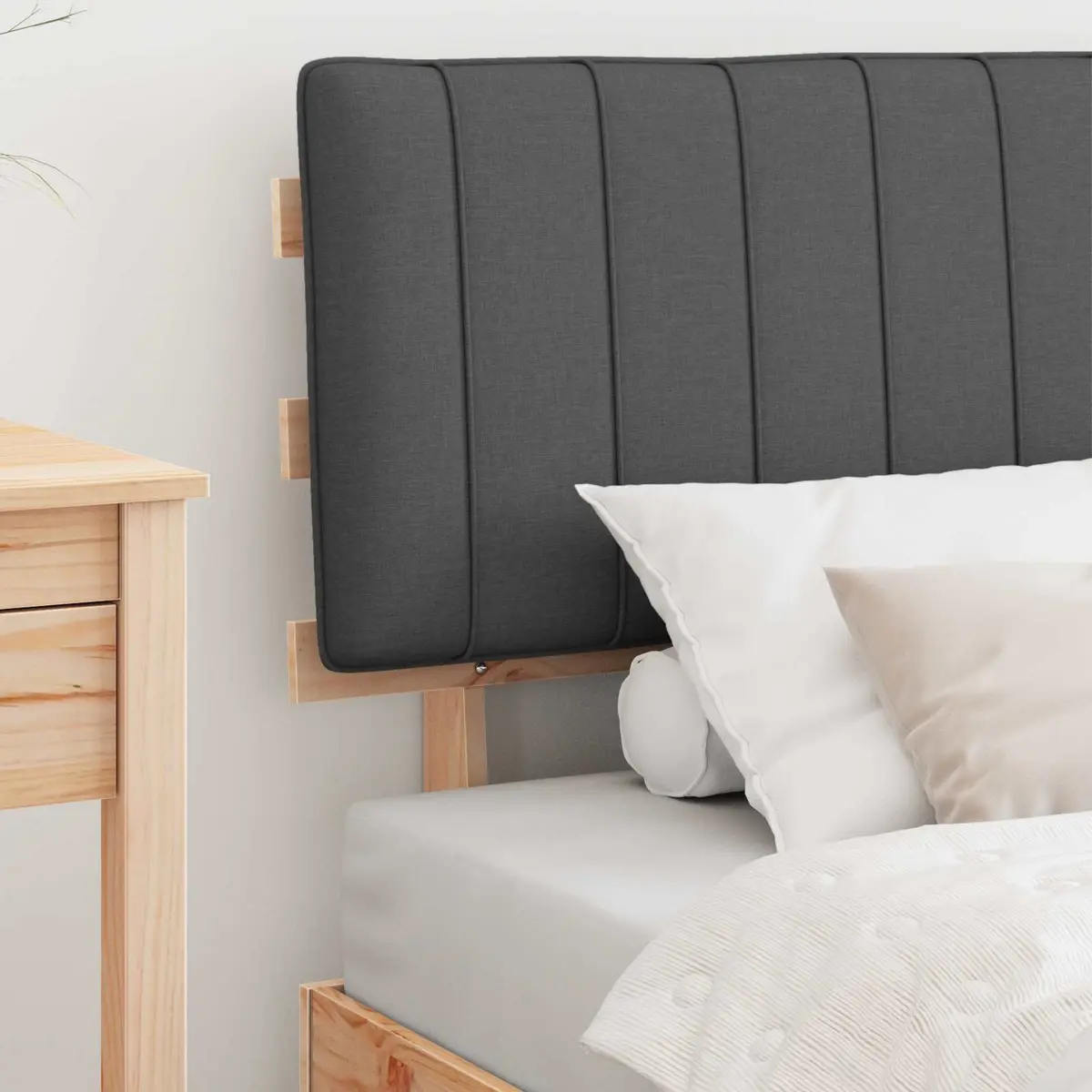 Grey Upholstered Headboard Bed Frame 90 x 190 cm
