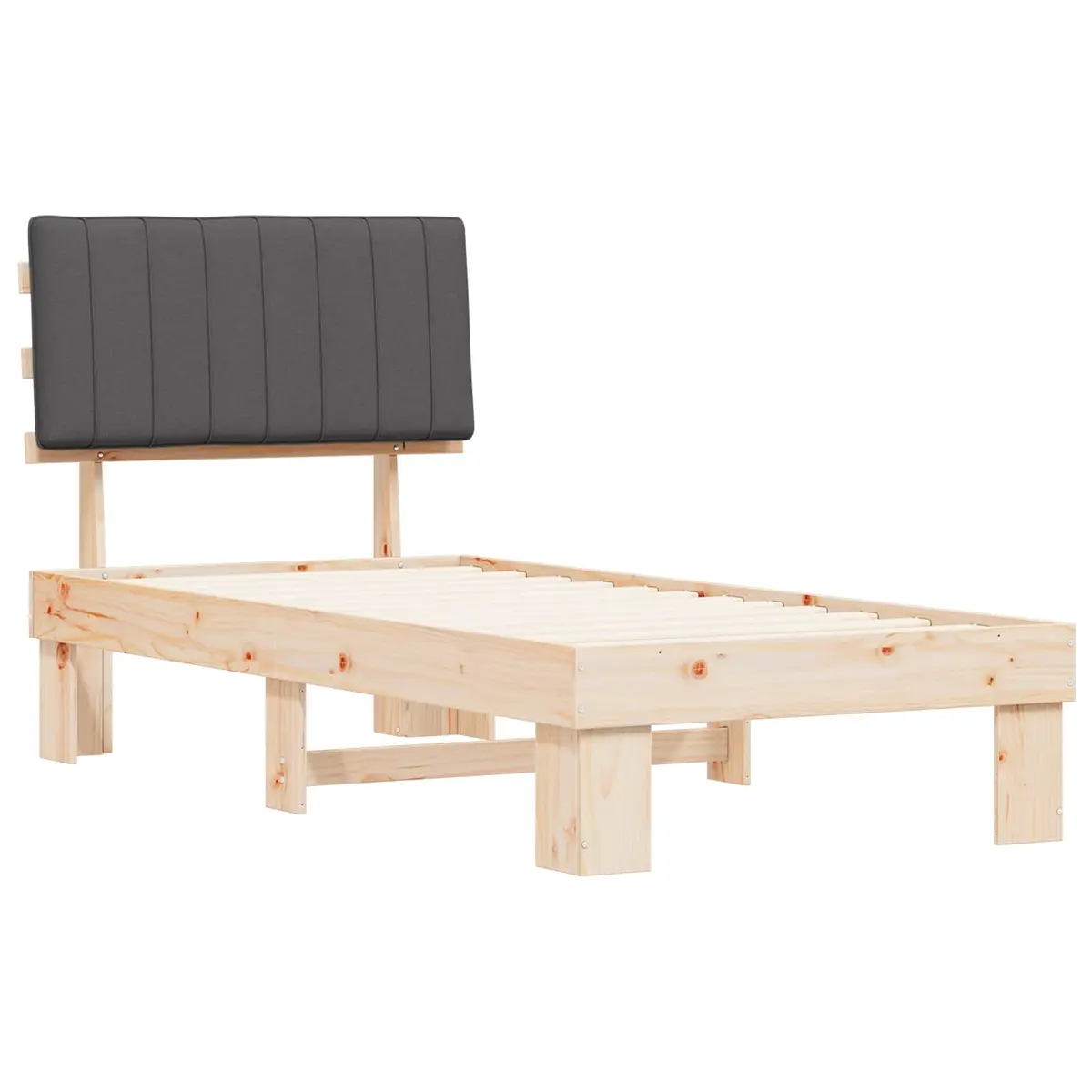 Grey Upholstered Headboard Bed Frame 90 x 190 cm