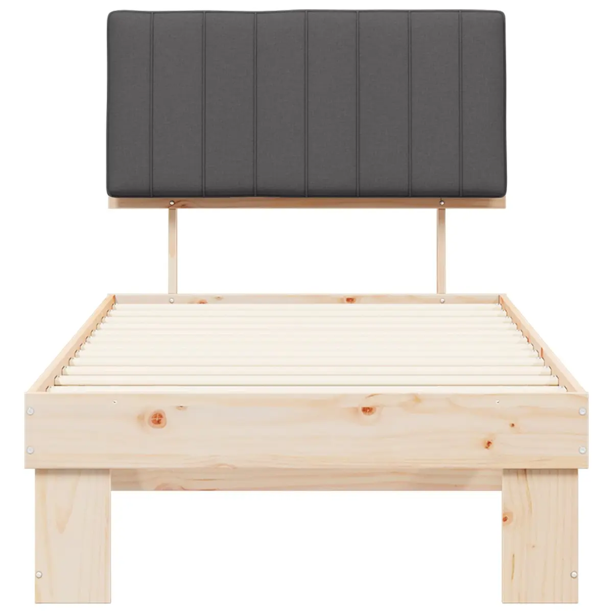 Grey Upholstered Headboard Bed Frame 90 x 190 cm