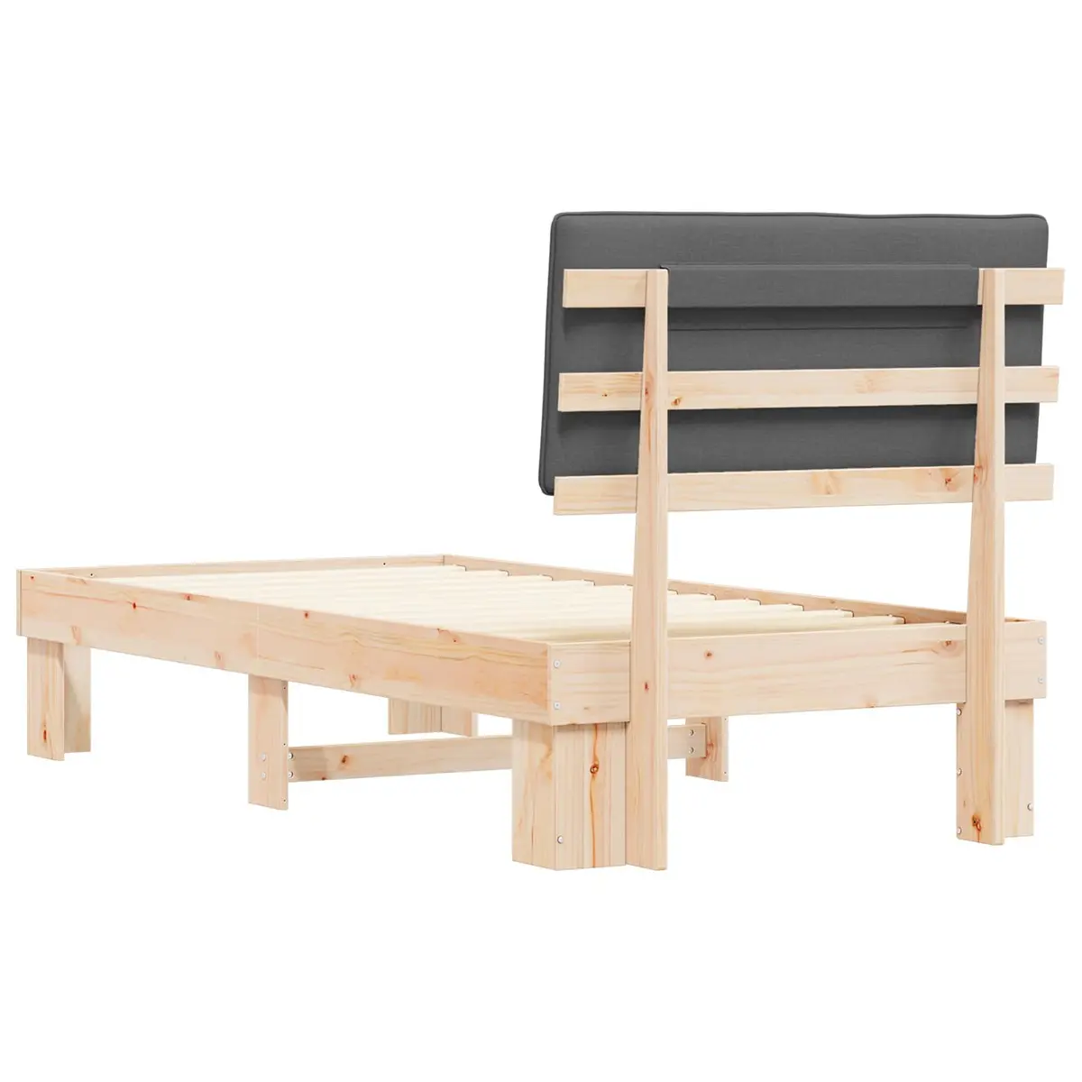 Grey Upholstered Headboard Bed Frame 90 x 190 cm