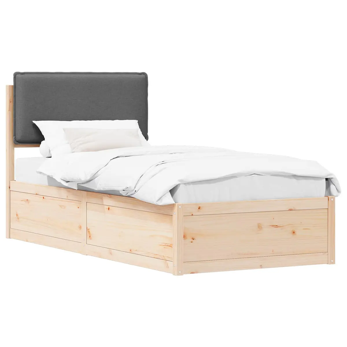 Bed Frame with Upholstered Headboard Grey 90 x 190 cm Modern Bedroom Furniture