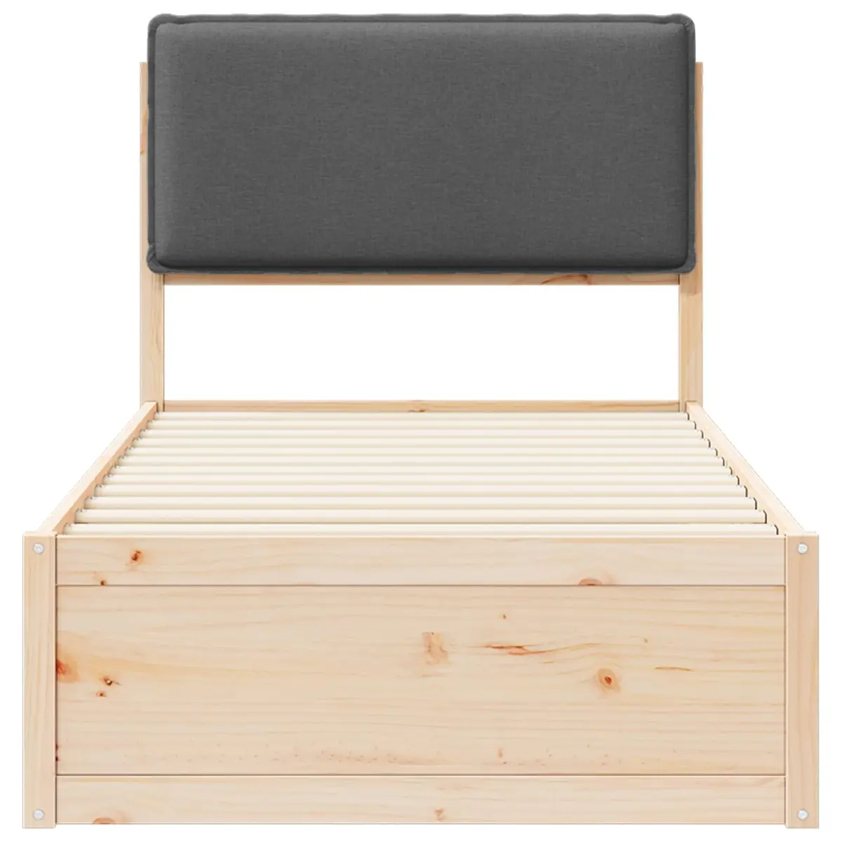 Bed Frame with Upholstered Headboard Grey 90 x 190 cm Modern Bedroom Furniture