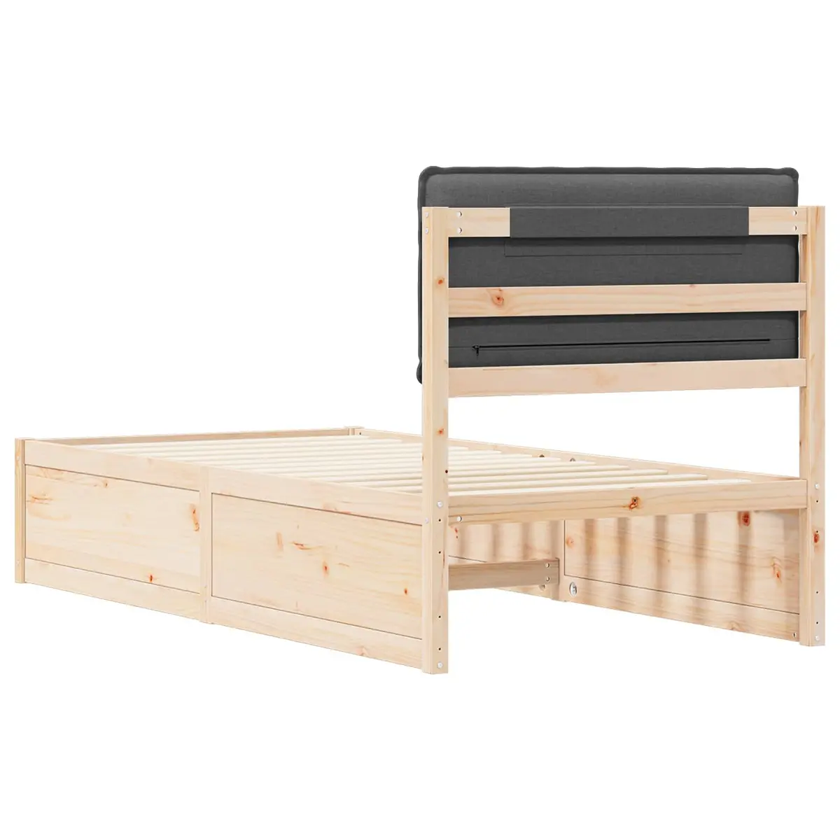 Bed Frame with Upholstered Headboard Grey 90 x 190 cm Modern Bedroom Furniture