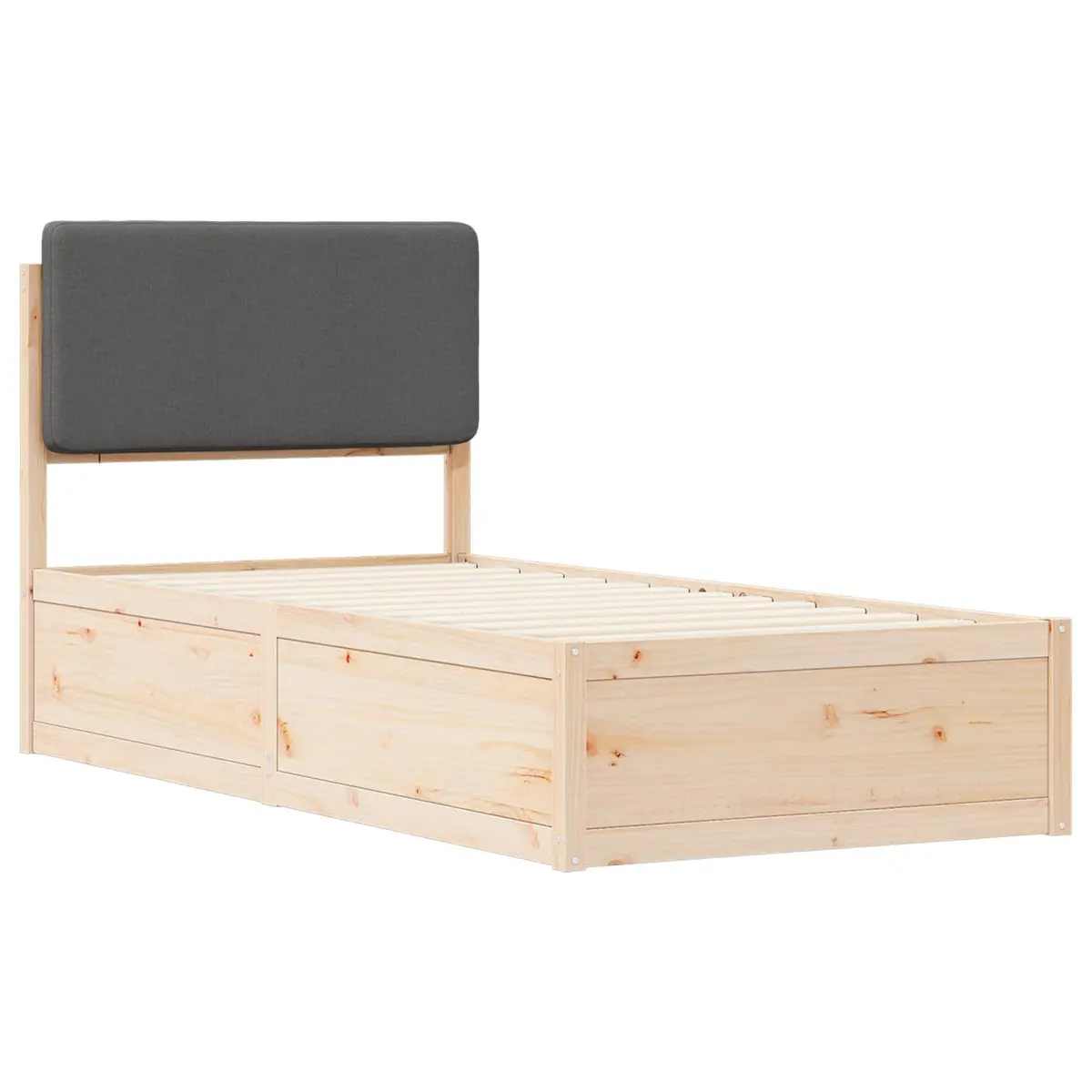 Bed Frame with Upholstered Headboard Grey 90 x 190 cm Modern Wooden Platform