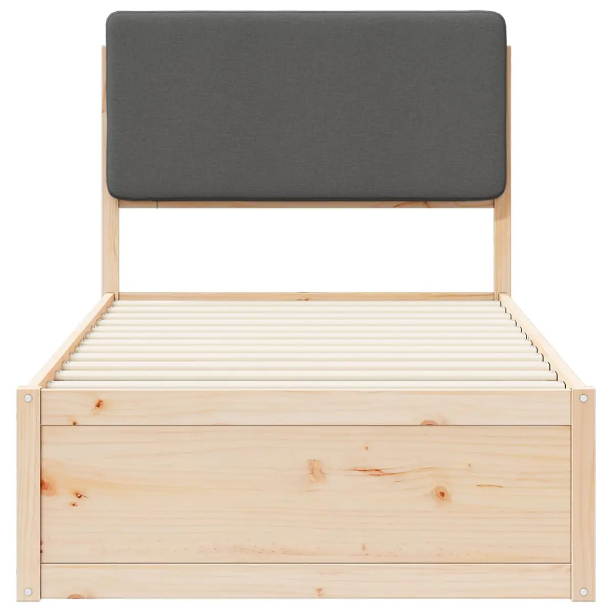 Bed Frame with Upholstered Headboard Grey 90 x 190 cm Modern Wooden Platform