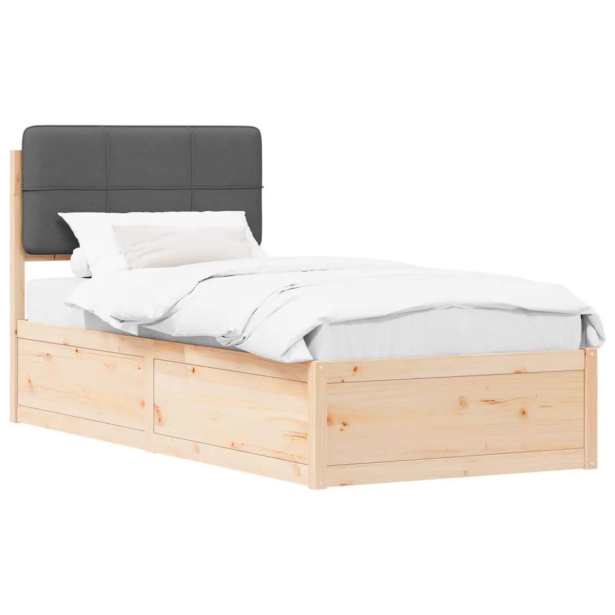Upholstered Grey Bed Frame with Slatted Base 90 x 190 cm