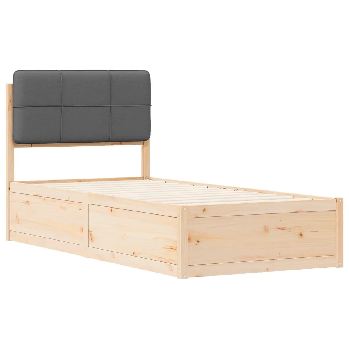 Upholstered Grey Bed Frame with Slatted Base 90 x 190 cm