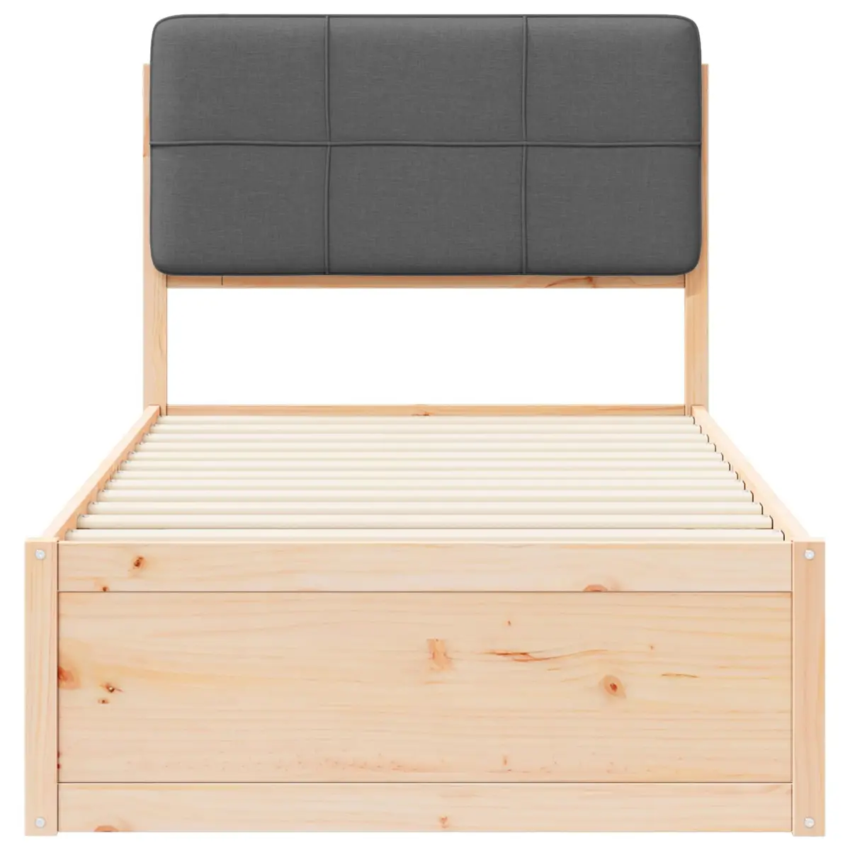 Upholstered Grey Bed Frame with Slatted Base 90 x 190 cm