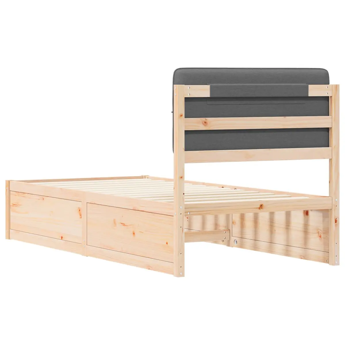 Upholstered Grey Bed Frame with Slatted Base 90 x 190 cm
