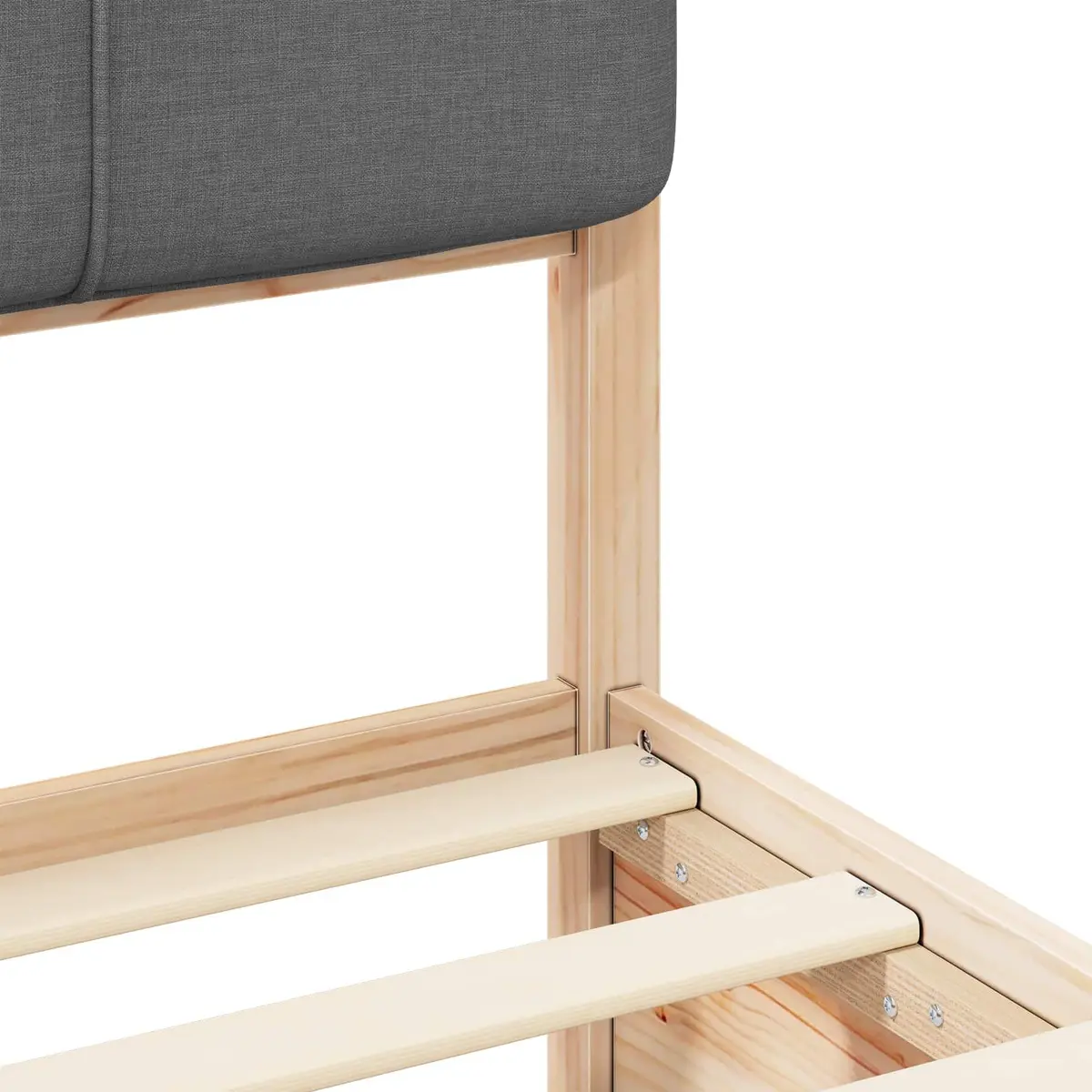 Upholstered Grey Bed Frame with Slatted Base 90 x 190 cm