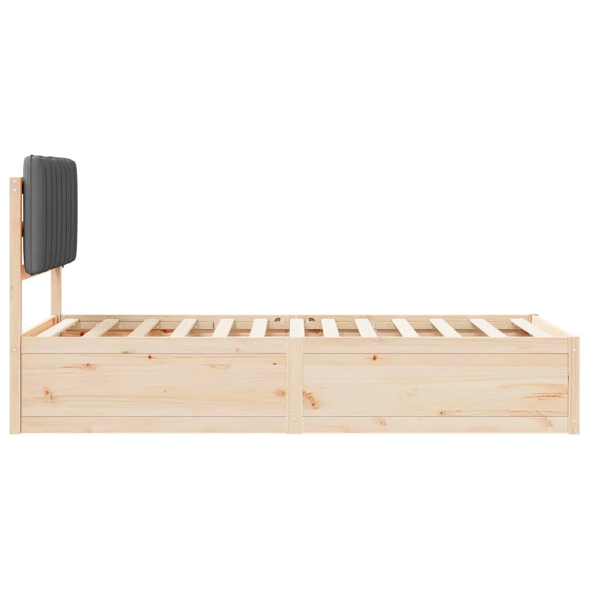 Bed Frame Upholstered Headboard Grey 90 x 190 cm Solid Pine Wood Platform Slatted