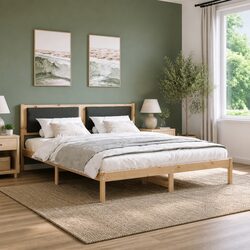 Grey Bed Frame with Headboard 180 x 200 cm