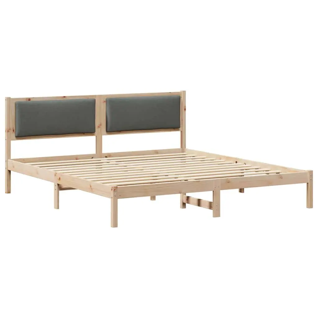Bed Frame with Headboard Grey 180 x 200 cm Solid Pine Wood