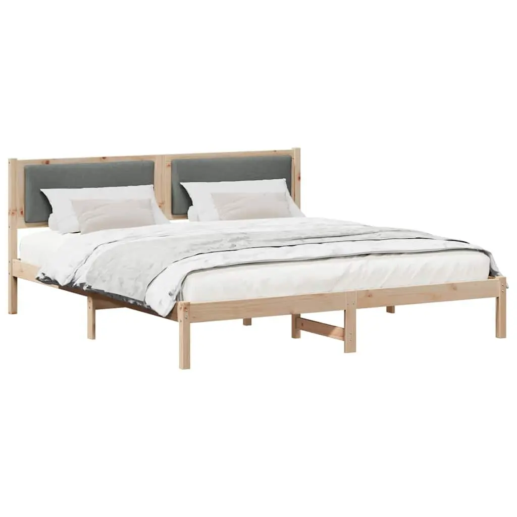 Bed Frame with Headboard Grey 180 x 200 cm Solid Pine Wood