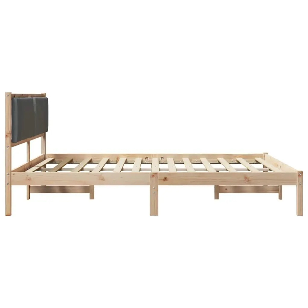 Bed Frame with Headboard Grey 180 x 200 cm Solid Pine Wood
