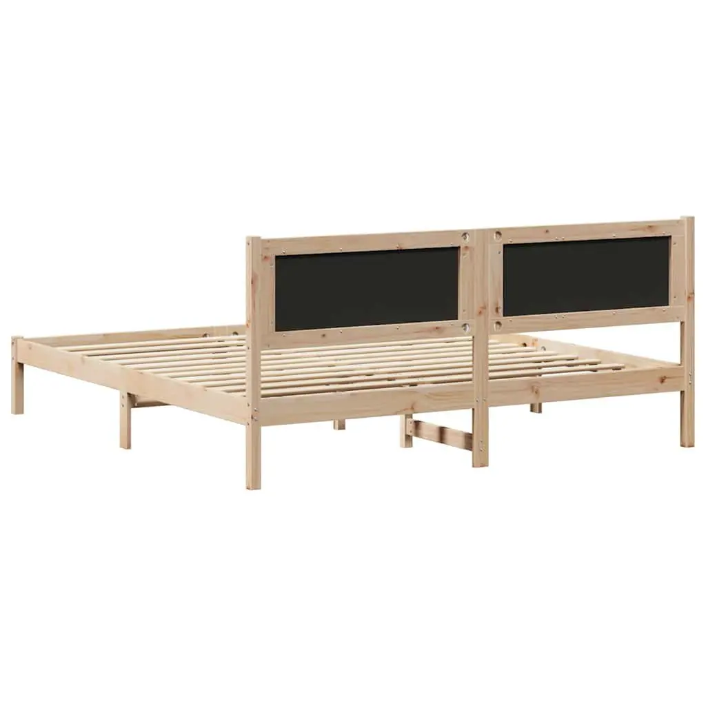 Bed Frame with Headboard Grey 180 x 200 cm Solid Pine Wood