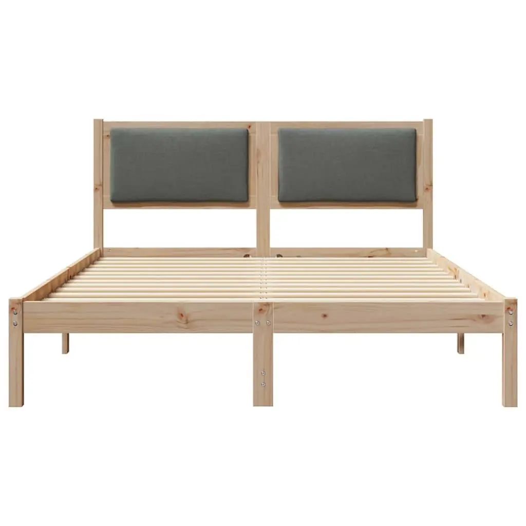 Grey Bed Frame with Headboard 150 x 200 cm Solid Pine