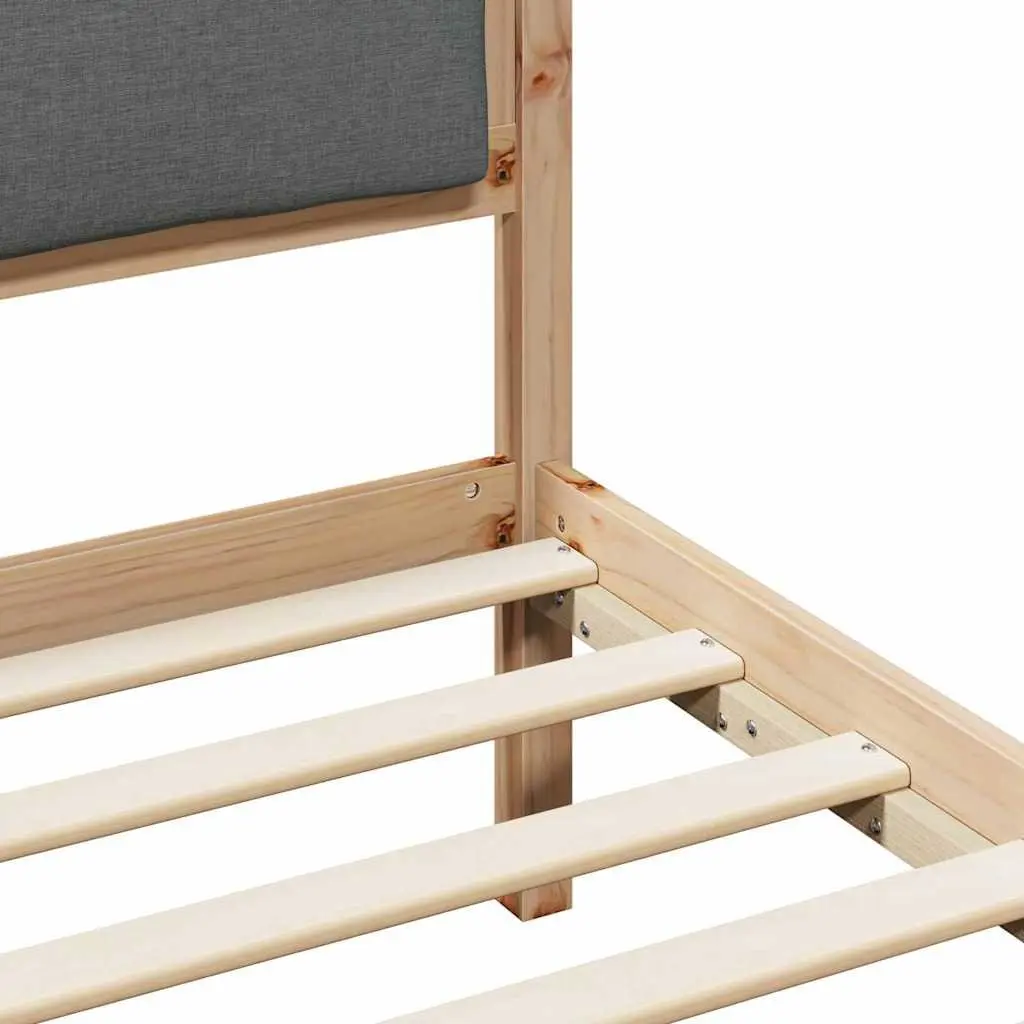 Grey Bed Frame with Headboard 150 x 200 cm Solid Pine