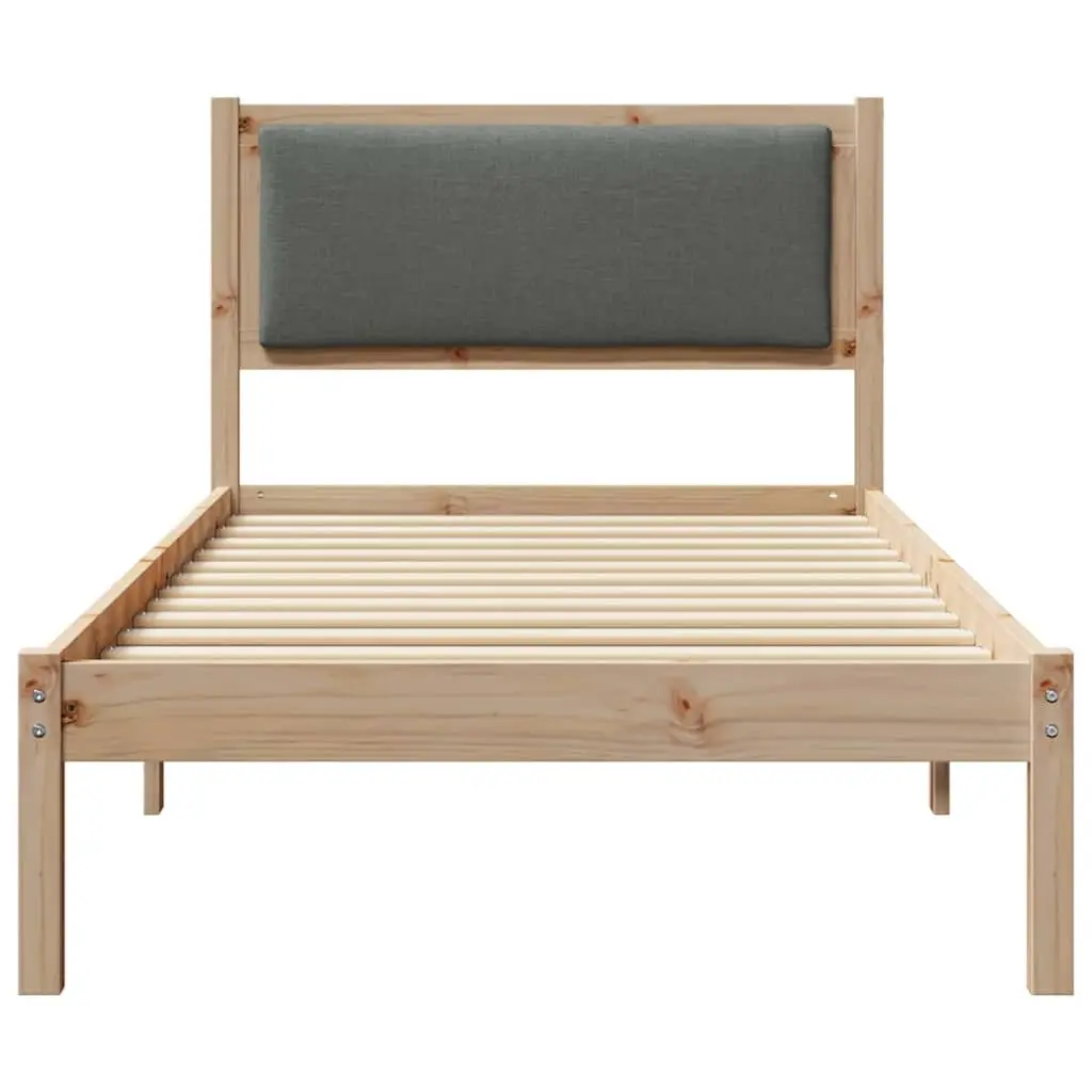 Grey Bed Frame with Headboard 90 x 190 cm Solid Pine