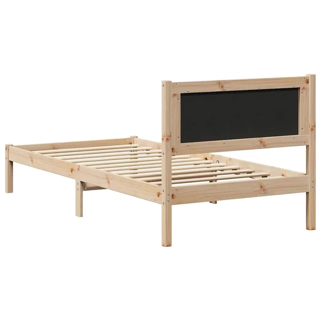 Grey Bed Frame with Headboard 90 x 190 cm Solid Pine