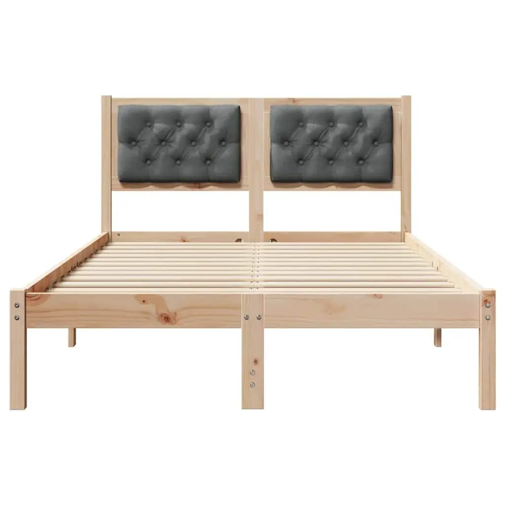 Bed Frame with Headboard 135 x 190 cm Solid Pine Wood Modern Minimalist Design
