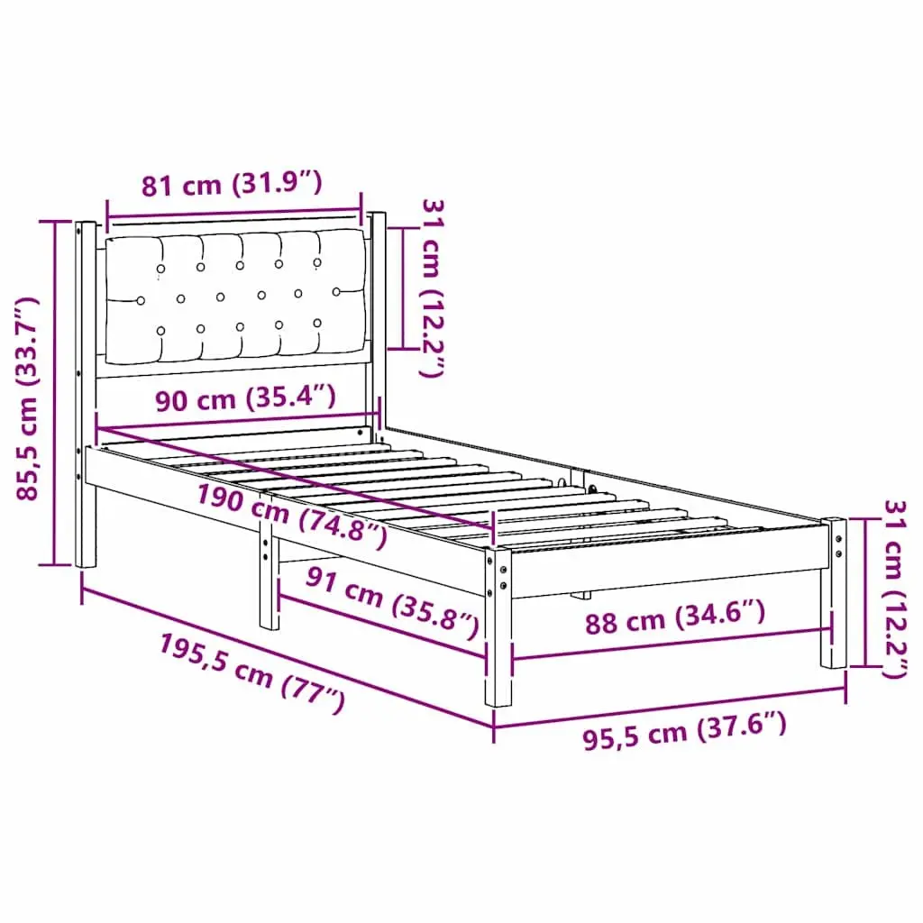 Minimalist Bed Frame with Upholstered Headboard