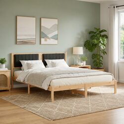 Upholstered Headboard Bed Frame 150 x 200 cm Dark Grey