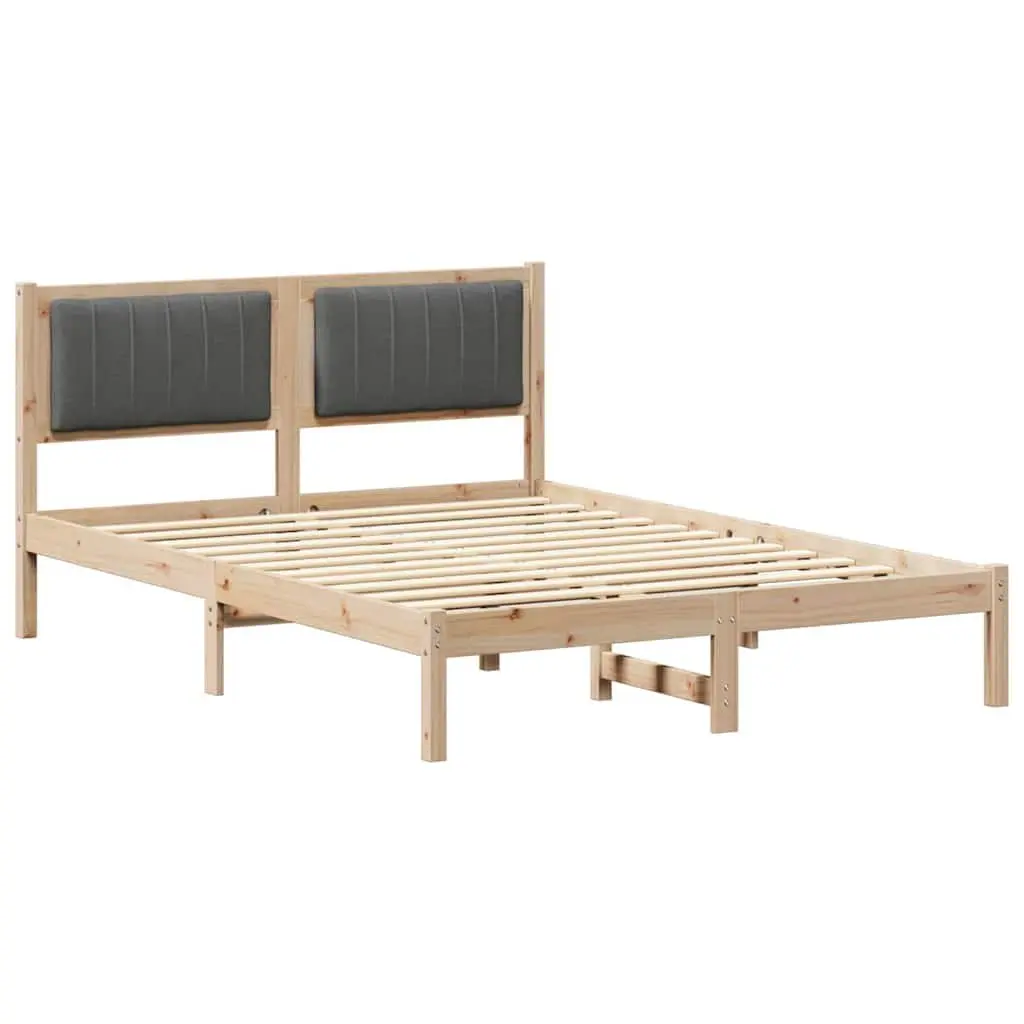Bed Frame Upholstered Headboard Modern 135 x 190 cm Solid Pine Wood